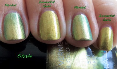 Chanel Péridot v Mac Immortal Gold shade Chanel Péridot v Mac Immortal Gold shade